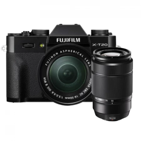 Fujifilm X-T20 Mirrorless Digital Camera with 15-45mm and 50-230mm Lens (Black)